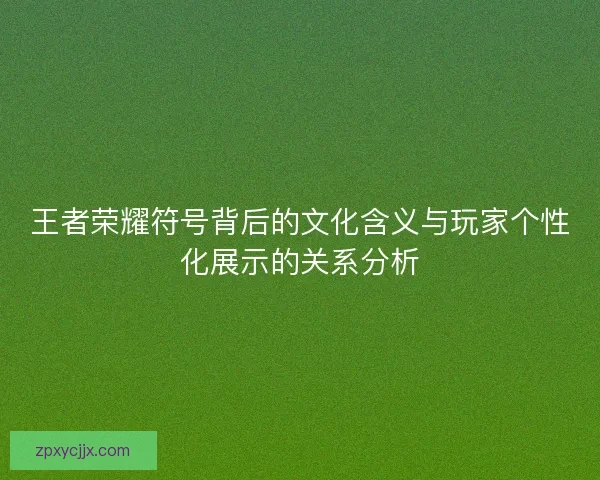 王者荣耀符号背后的文化含义与玩家个性化展示的关系分析