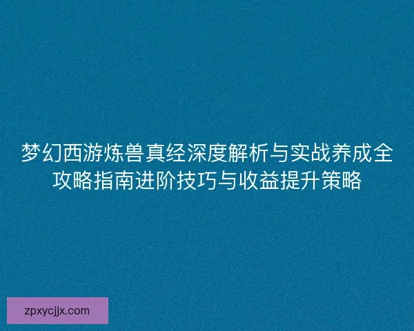 梦幻西游炼兽真经深度解析与实战养成全攻略指南进阶技巧与收益提升策略